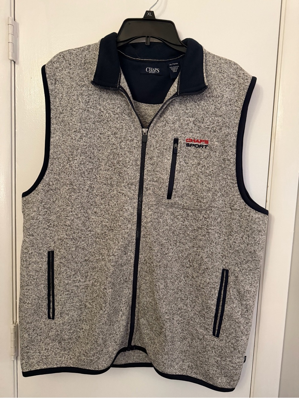 Chaps Sport Men's gray heather full-zip sweater fleece vest NWOT Sz XL